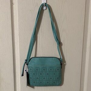 Crossbody Floral Western Festival Teal Purse. NWT